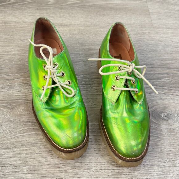TBA To Be Announced Grunge punk iridiscent neon Oxford leather Shoe 38 Eilsh - Picture 2 of 9